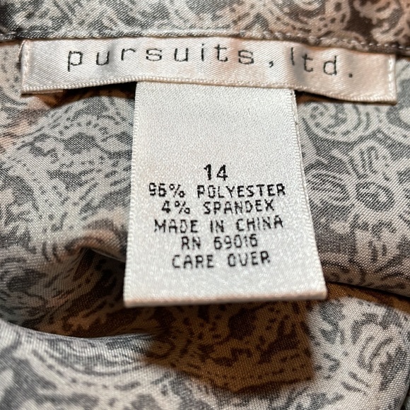 Pursuits, Ltd. Silver Button-Down Belted Shirt - Size 14 - Picture 9 of 9